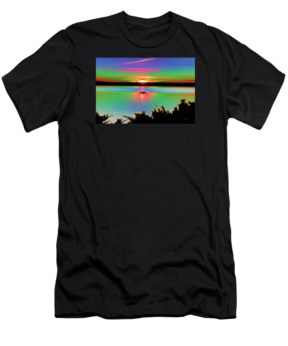 Water T-Shirt featuring the digital art Autumn Sunset by Gregory Murray