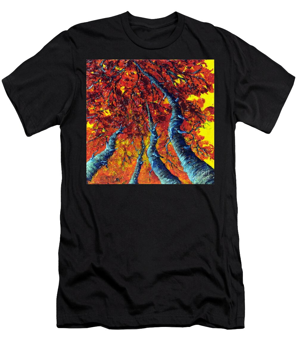 Autumn T-Shirt featuring the painting Autumn Trees by Teresa Wegrzyn