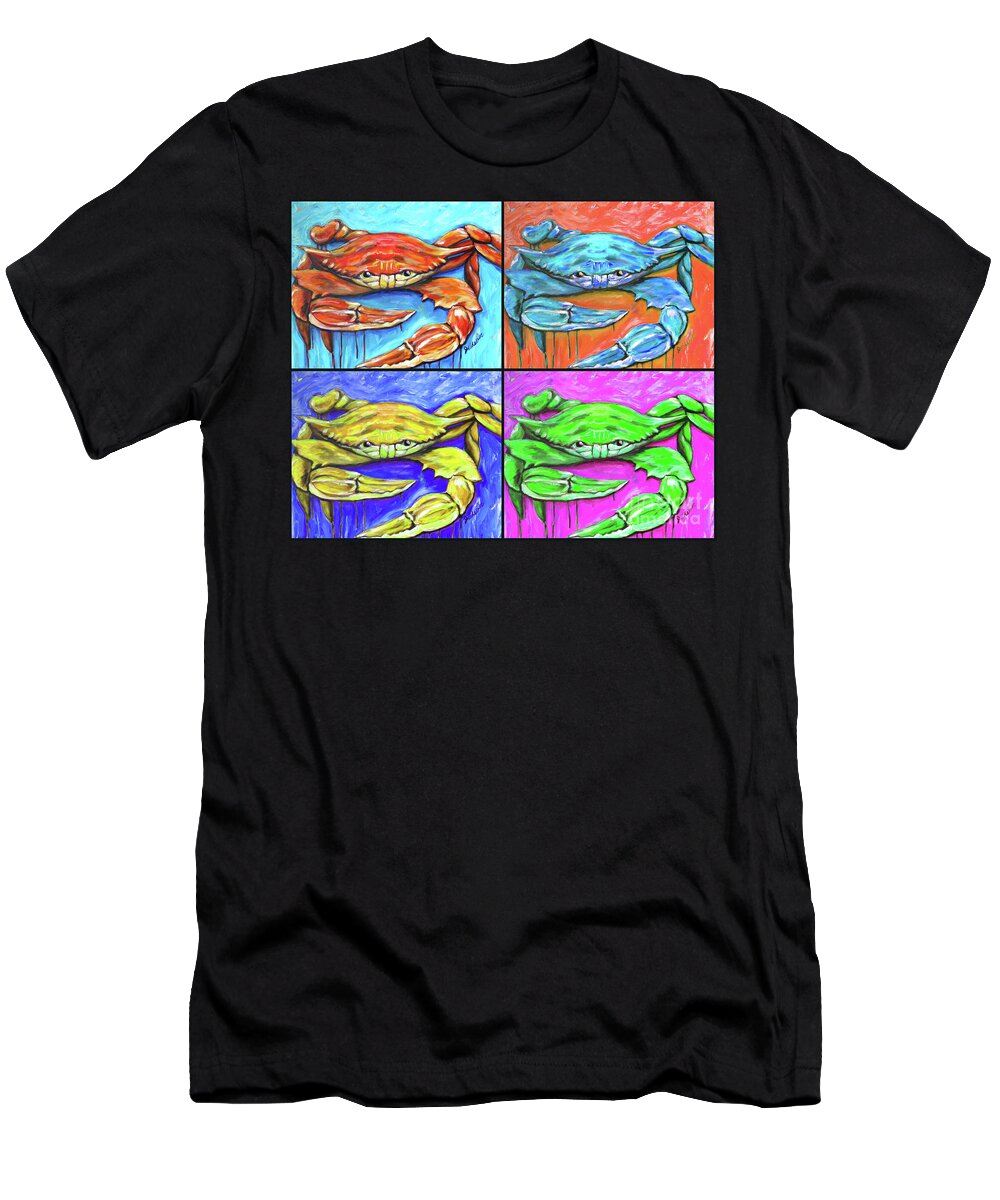 Crab T-Shirt featuring the painting AW-CYM Steamed Crab by JoAnn Wheeler