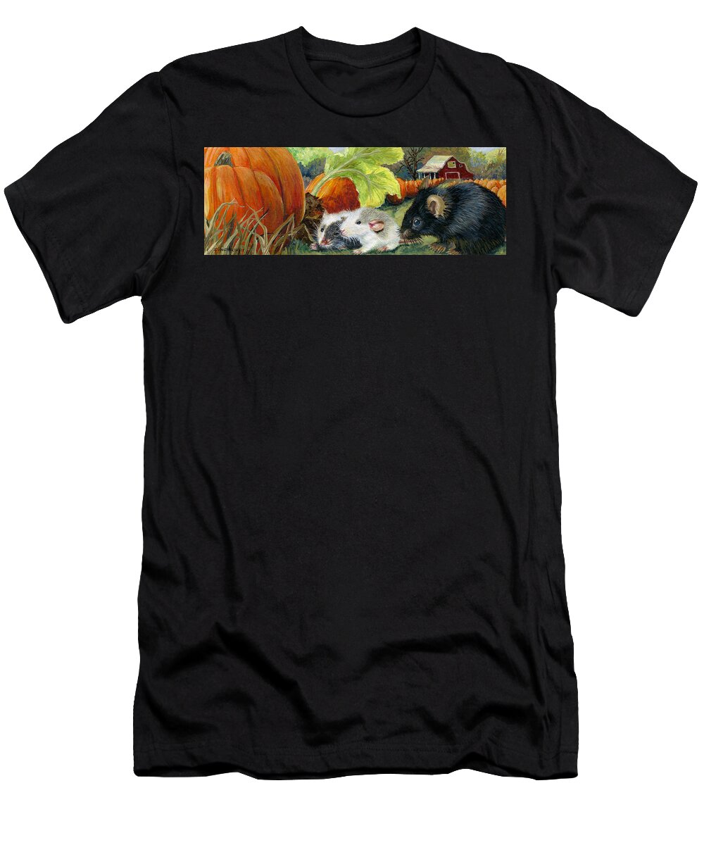 Mice T-Shirt featuring the painting Baby's First Autumn by Jacquelin L Vanderwood Westerman