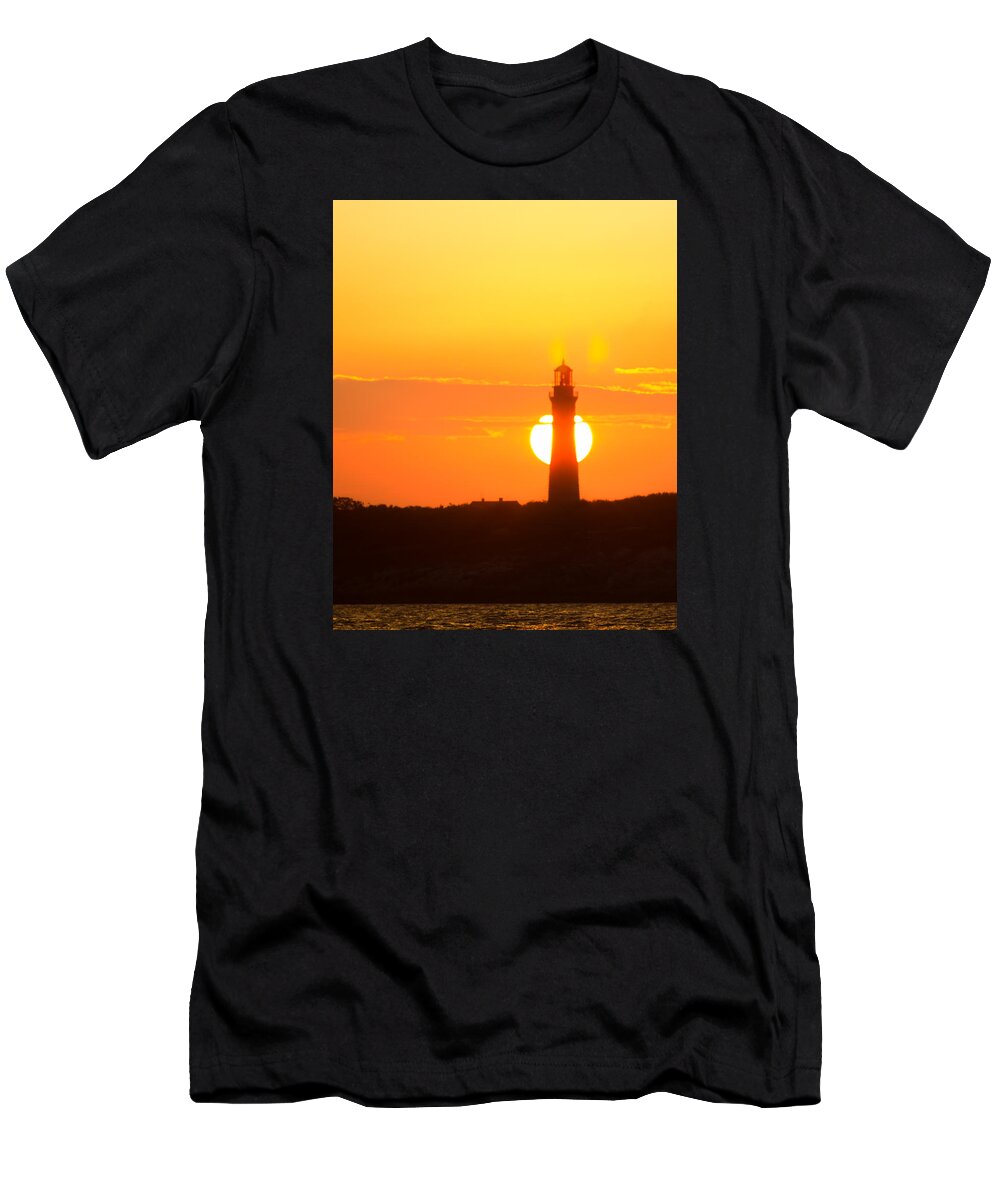 Lighthouse T-Shirt featuring the photograph Backlit South Light by Tim Kirchoff