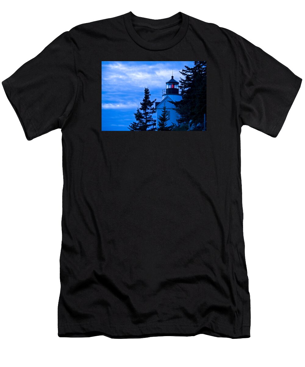 Acadia National Park T-Shirt featuring the photograph Bass Harbor Lighthouse Blue #2 by Brian Green
