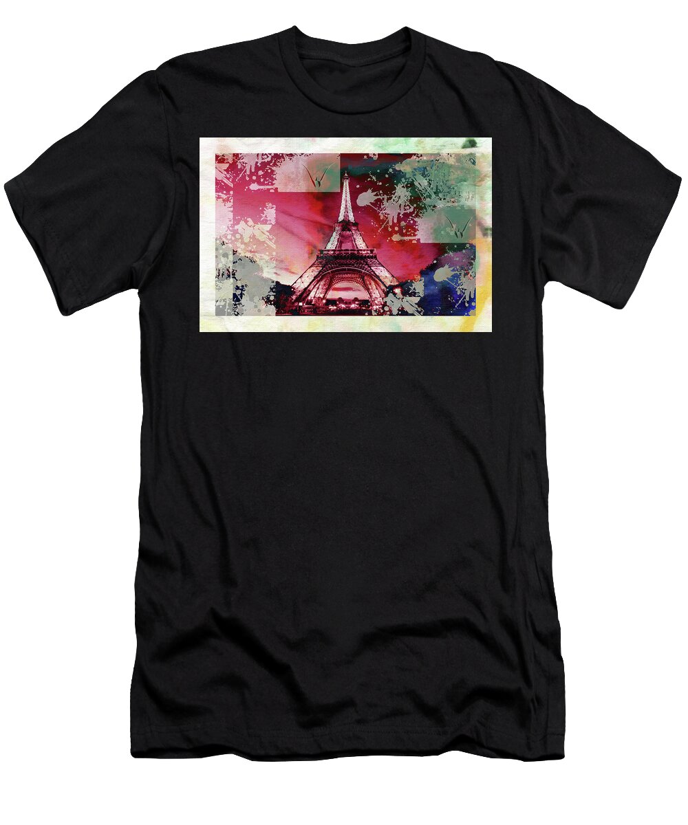 Paris T-Shirt featuring the painting Bastille Day 1 by Priscilla Huber