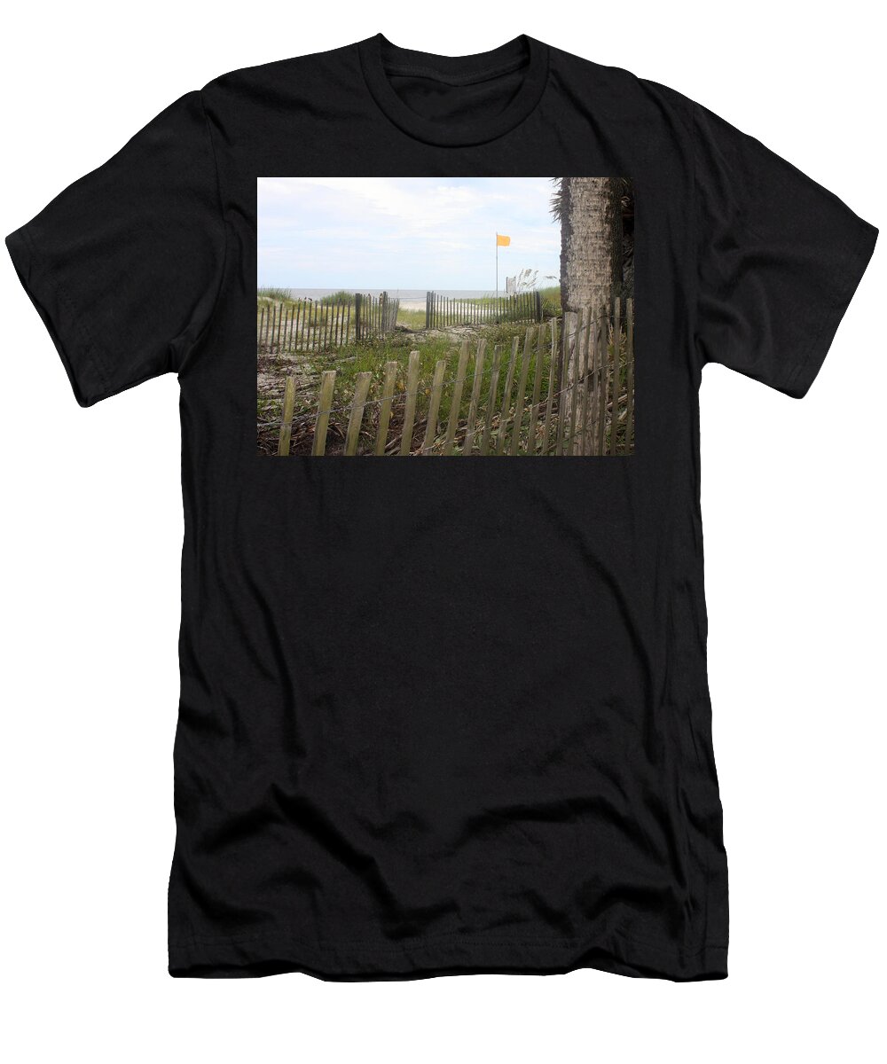Beach Fence T-Shirt featuring the photograph Beach Fence on Hunting Island by Ellen Tully