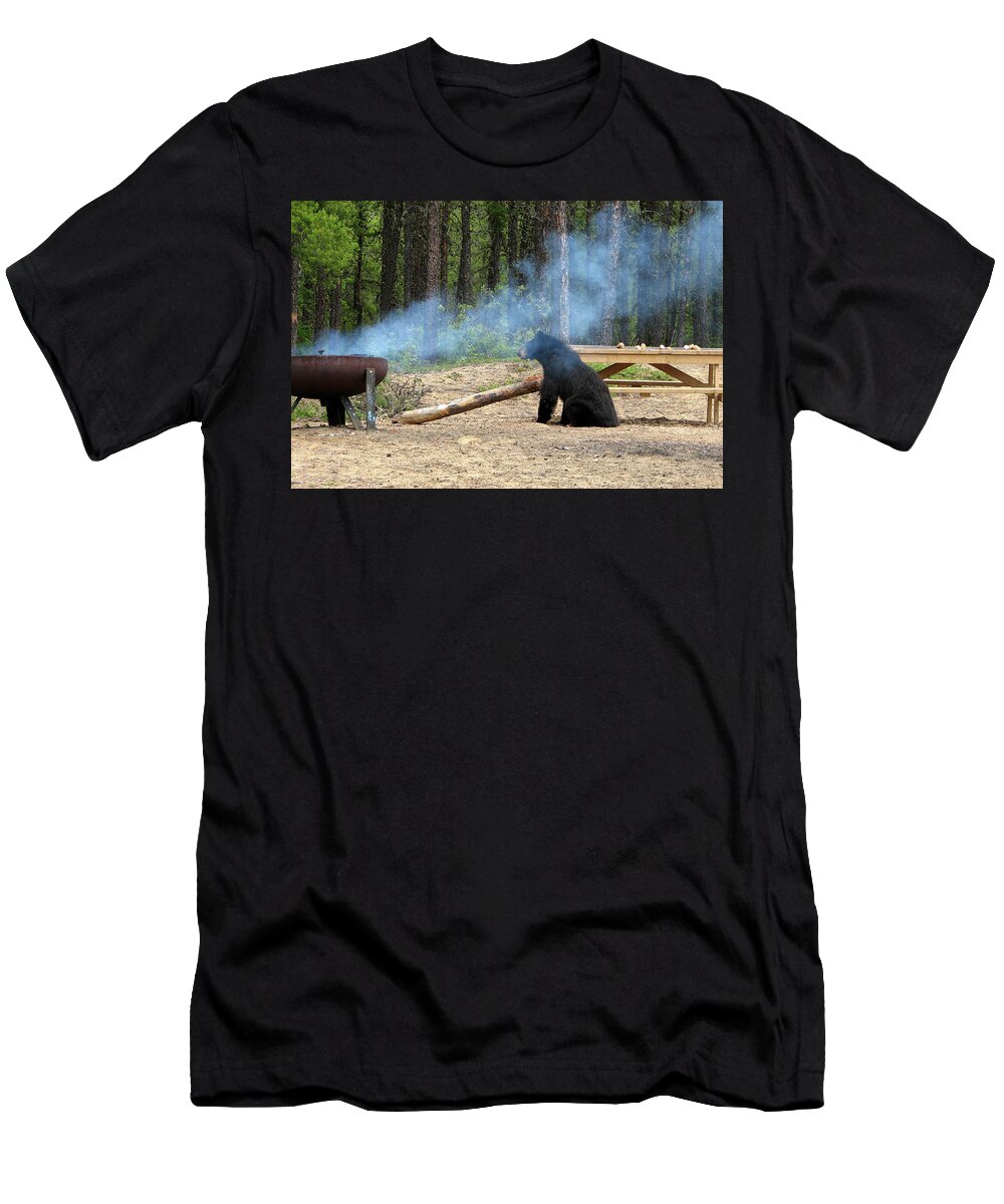 Black T-Shirt featuring the photograph Bear Chef by Ted Keller