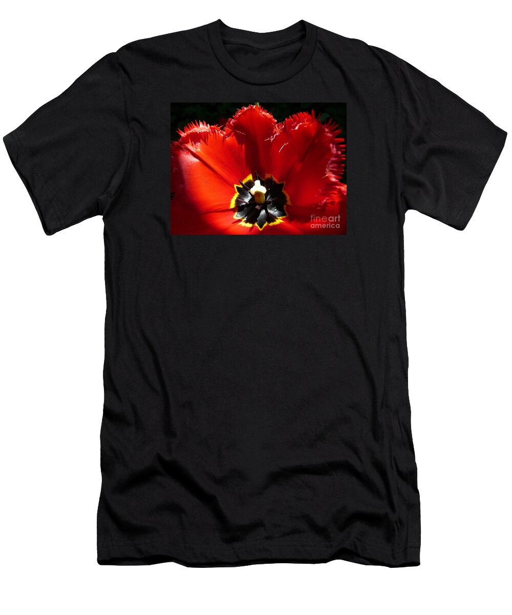 Beautiful T-Shirt featuring the photograph Beautiful Red Tulip by Jean Bernard Roussilhe