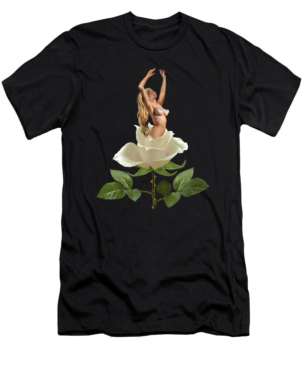 White Rose T-Shirt featuring the digital art Beauty of the White Rose by Glenn Holbrook