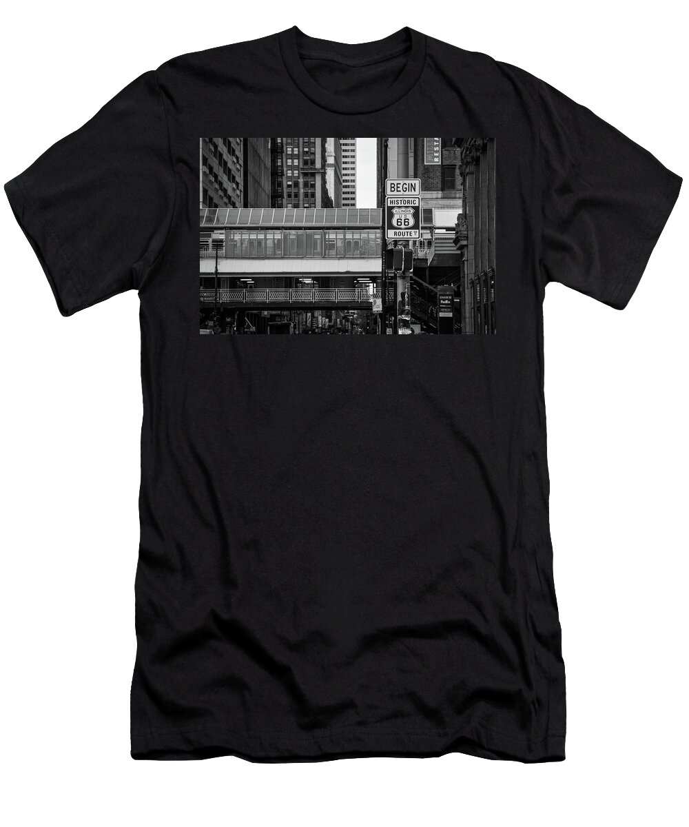 Chicago T-Shirt featuring the photograph Beginning of Route 66 by Mike Burgquist