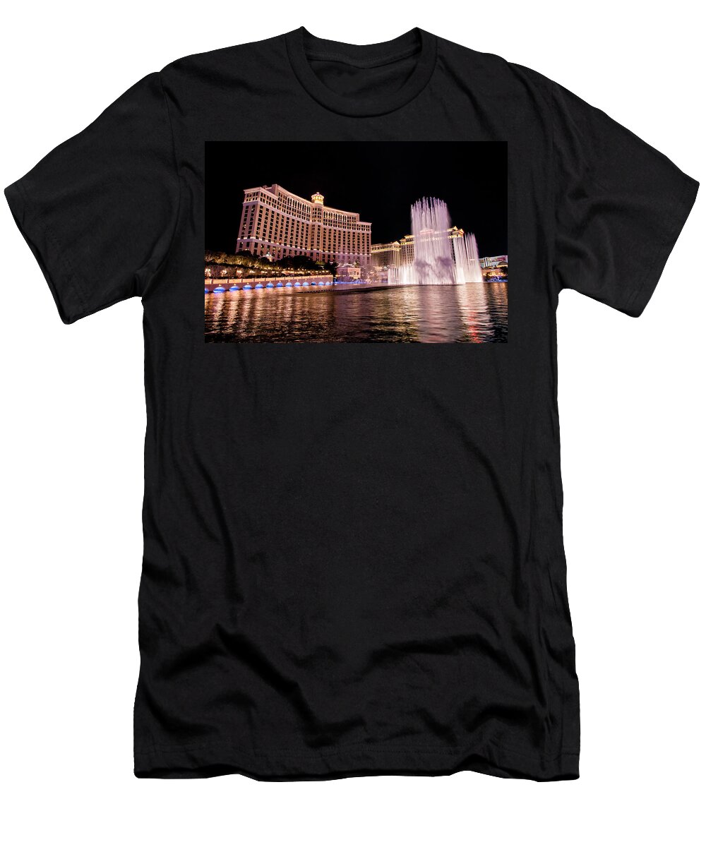 Bellagio T-Shirt featuring the photograph Bellagio Water Symphony by American Landscapes