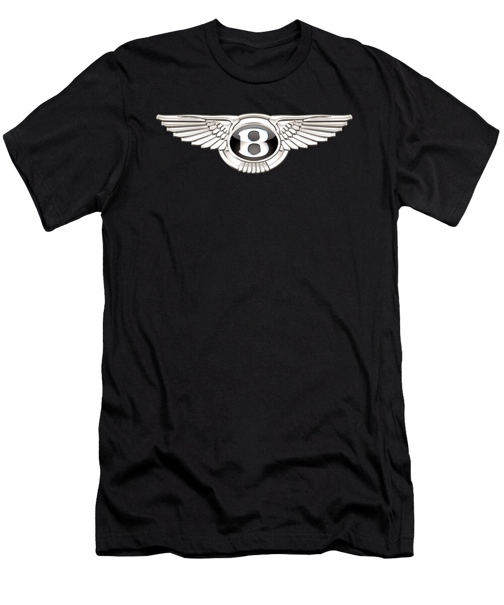 'wheels Of Fortune' By Serge Averbukh T-Shirt featuring the photograph Bentley - 3 D Badge On Black by Serge Averbukh