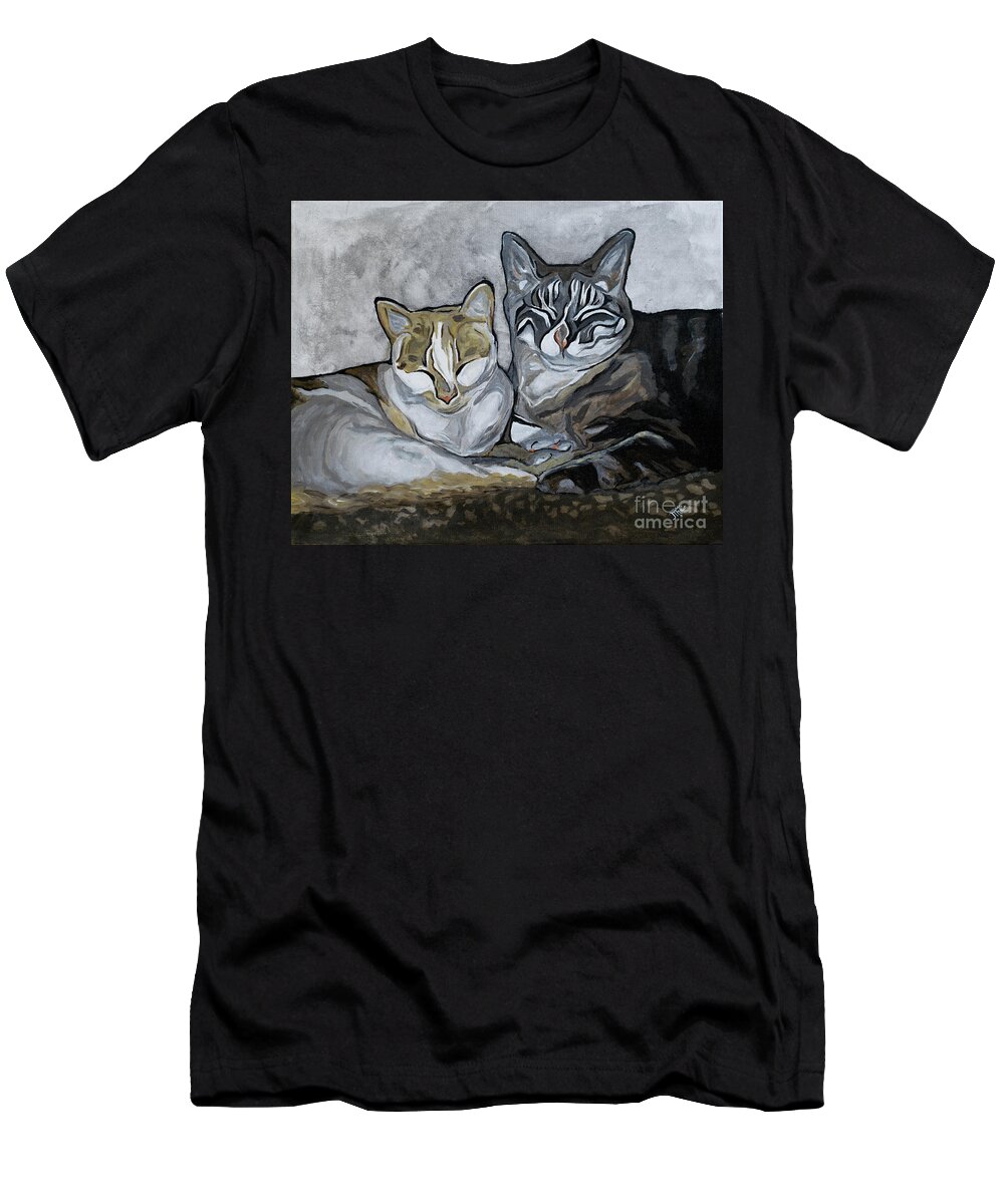 Acrylic T-Shirt featuring the painting Best Buddies by Jackie MacNair