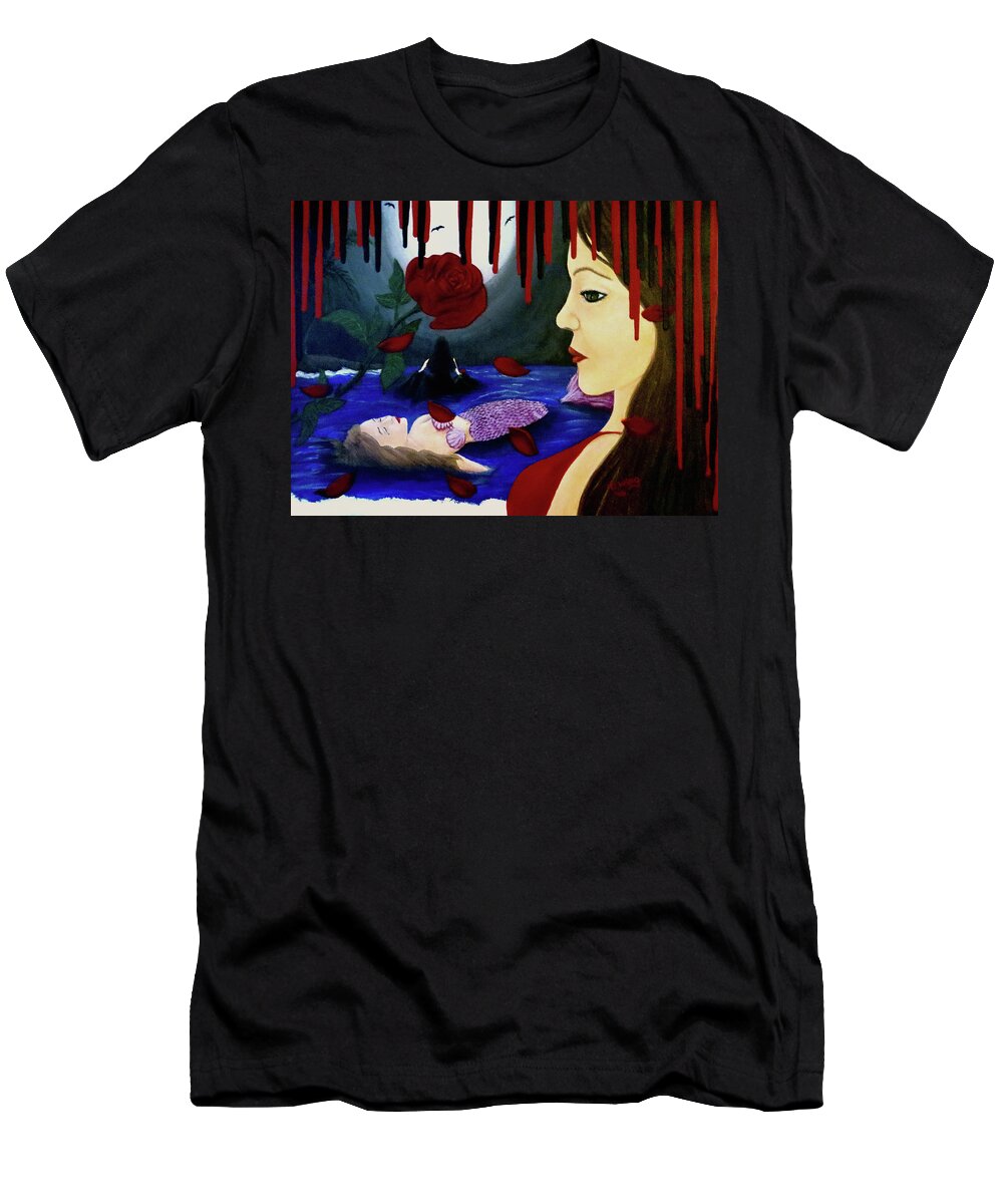 Mermaid T-Shirt featuring the painting Betrayal by Teresa Wing