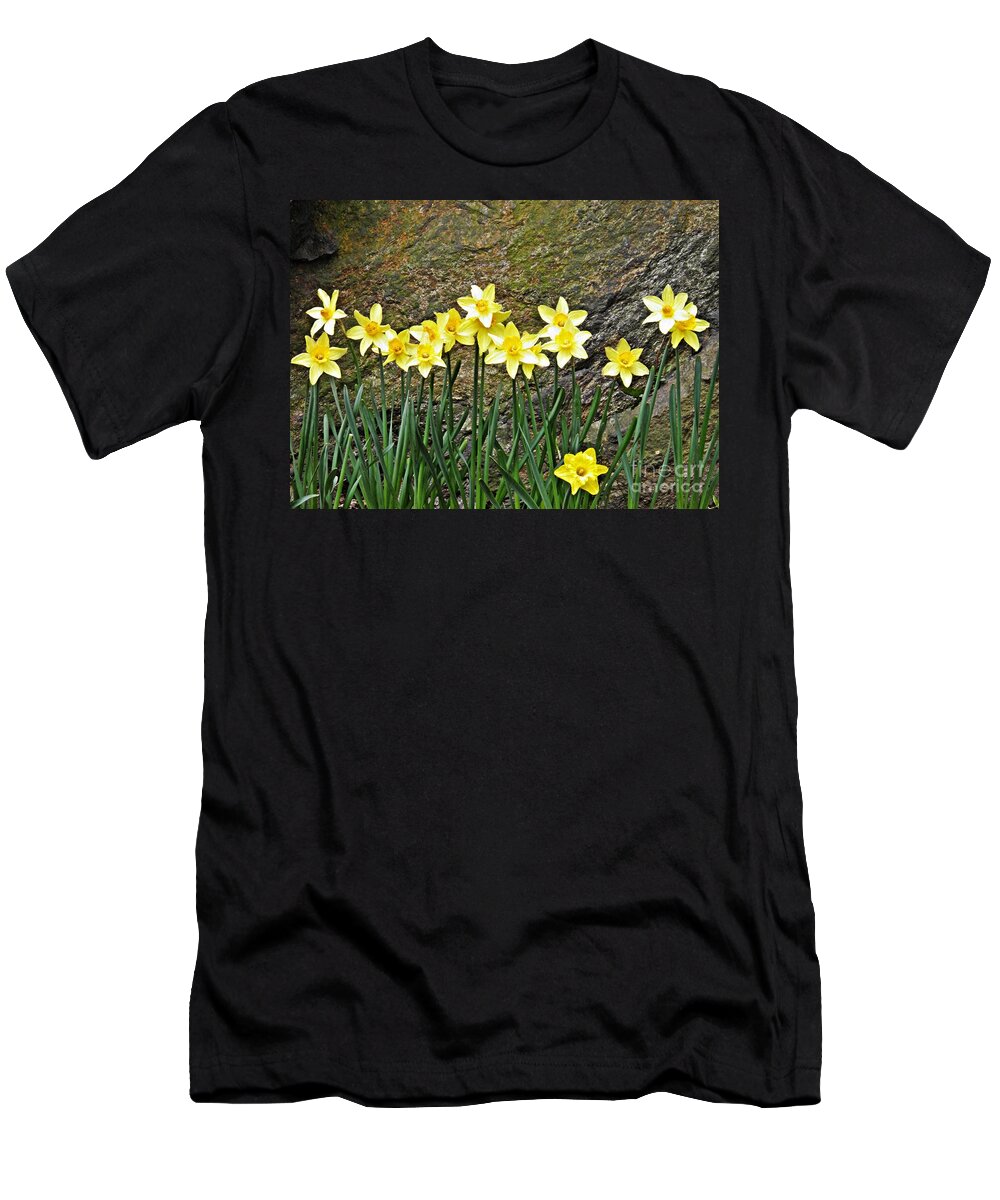 Daffodil T-Shirt featuring the photograph Between a Rock and a City by Sarah Loft
