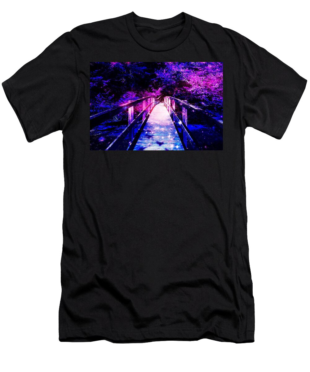 Fantasy T-Shirt featuring the mixed media Beware of the Bridge at Night by Stacie Siemsen