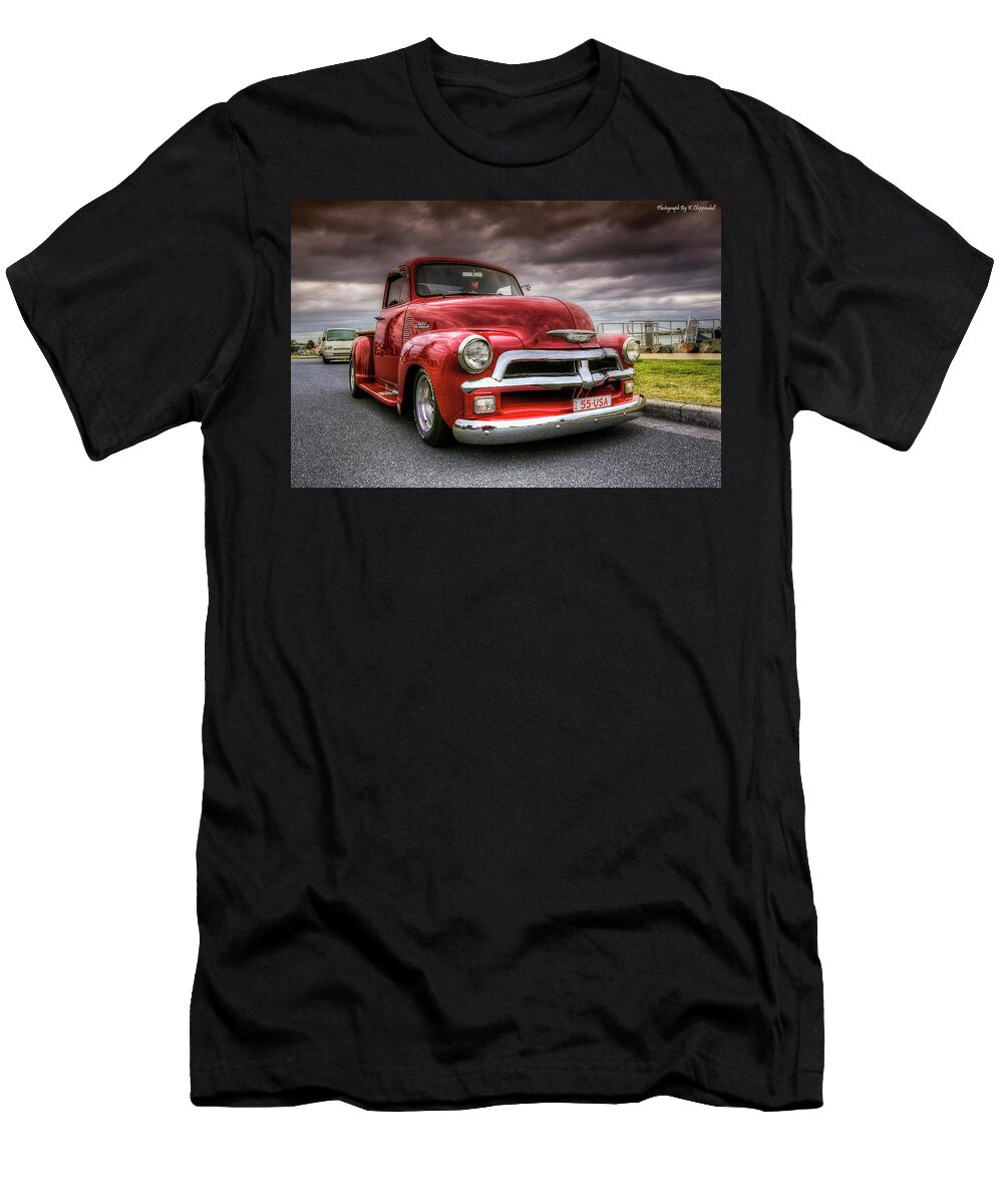 Chevrolet Pickup T-Shirt featuring the digital art Big red 55 by Kevin Chippindall