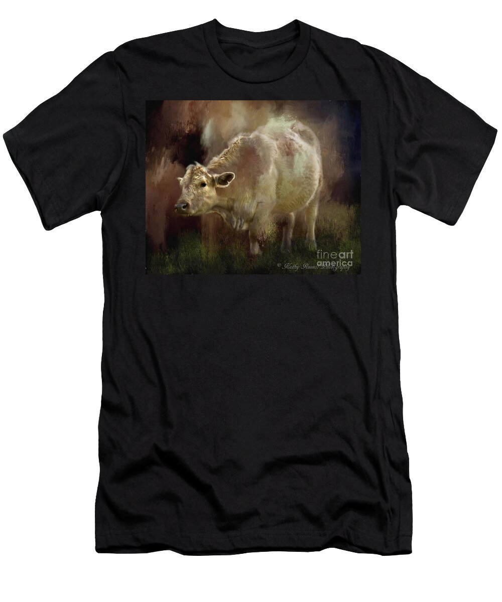 Cow T-Shirt featuring the photograph Big White Cow by Kathy Russell