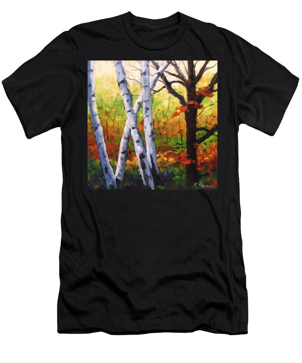 Art T-Shirt featuring the painting Birches 05 by Richard T Pranke