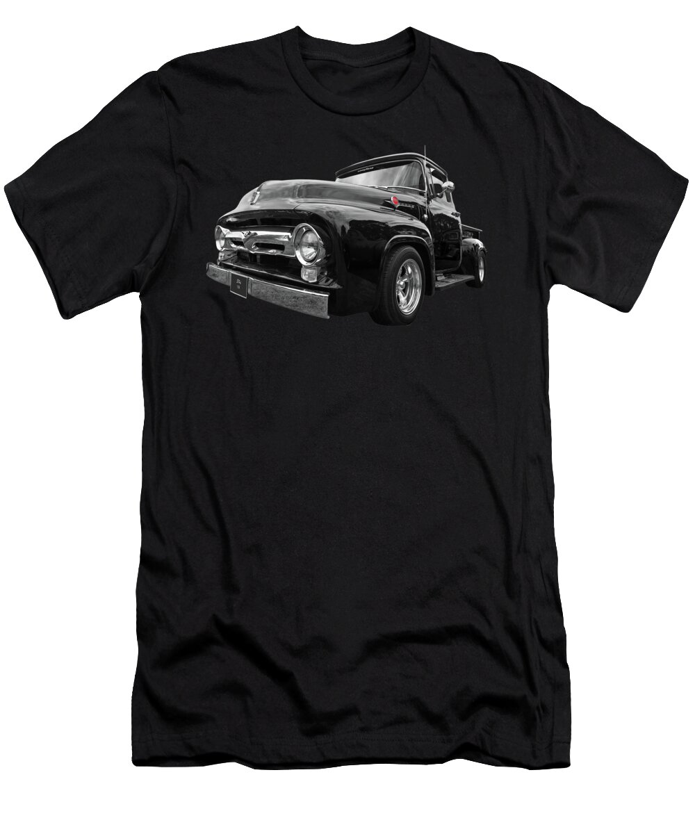 Ford F100 T-Shirt featuring the photograph Black Beauty - 1956 Ford F100 by Gill Billington
