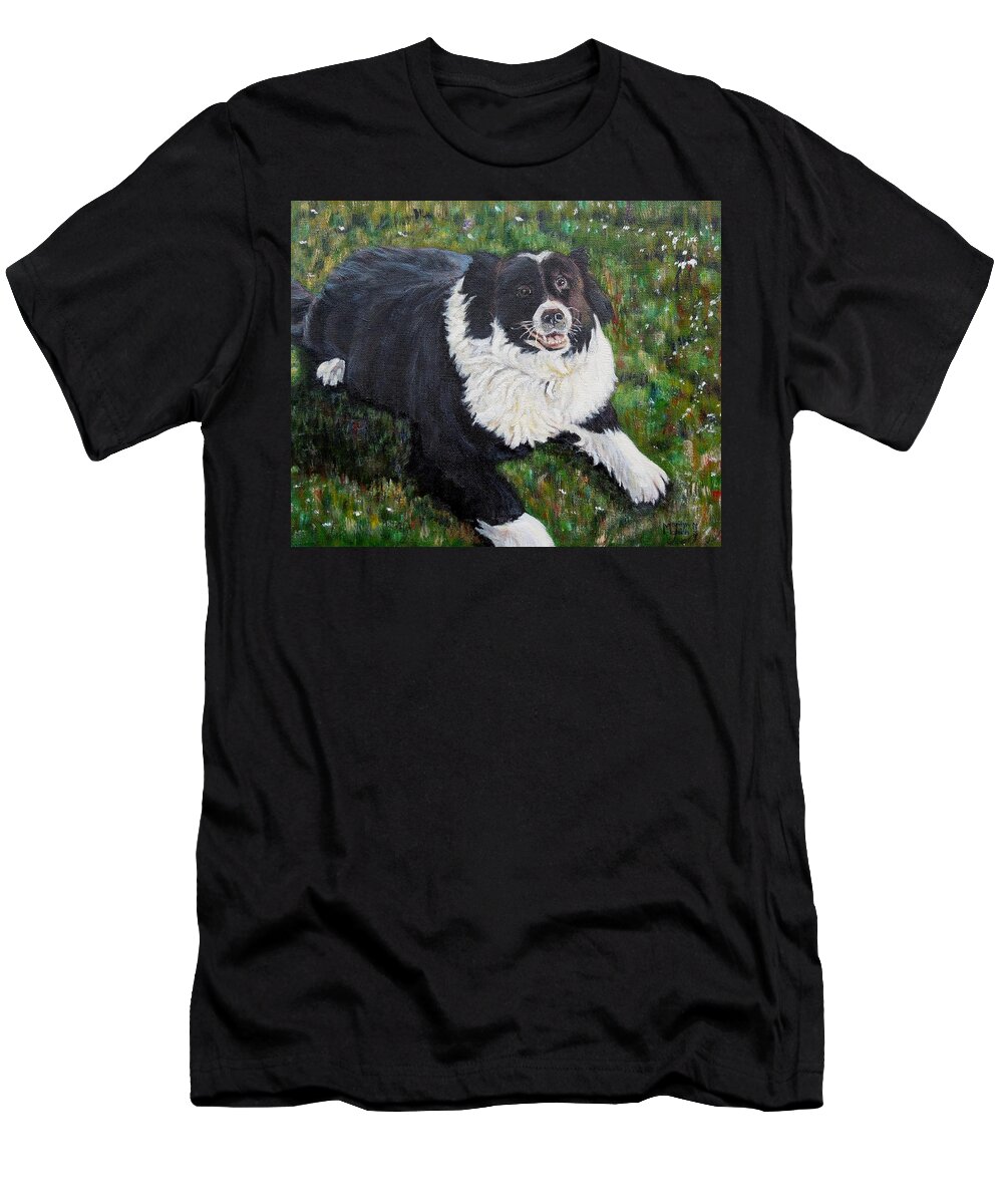 Dog T-Shirt featuring the painting Blackie by Marilyn McNish