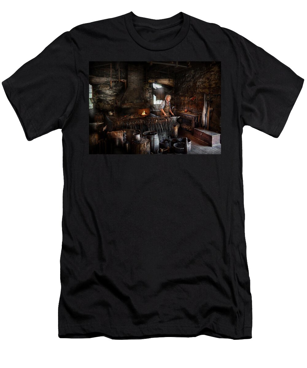 Hdr T-Shirt featuring the photograph Blacksmith - This is my trade by Mike Savad