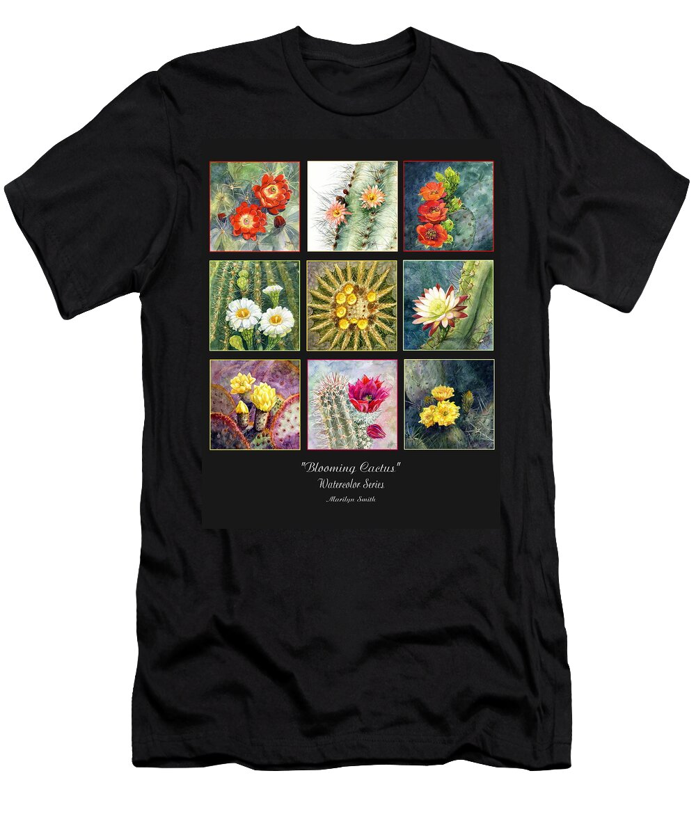 Cactus Blooms T-Shirt featuring the painting Blooming Cactus by Marilyn Smith