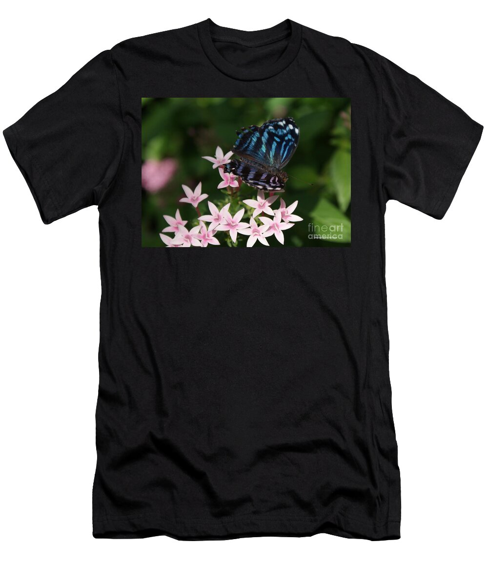 Butterfly T-Shirt featuring the photograph Blue and Pink make Lilac by Shelley Jones