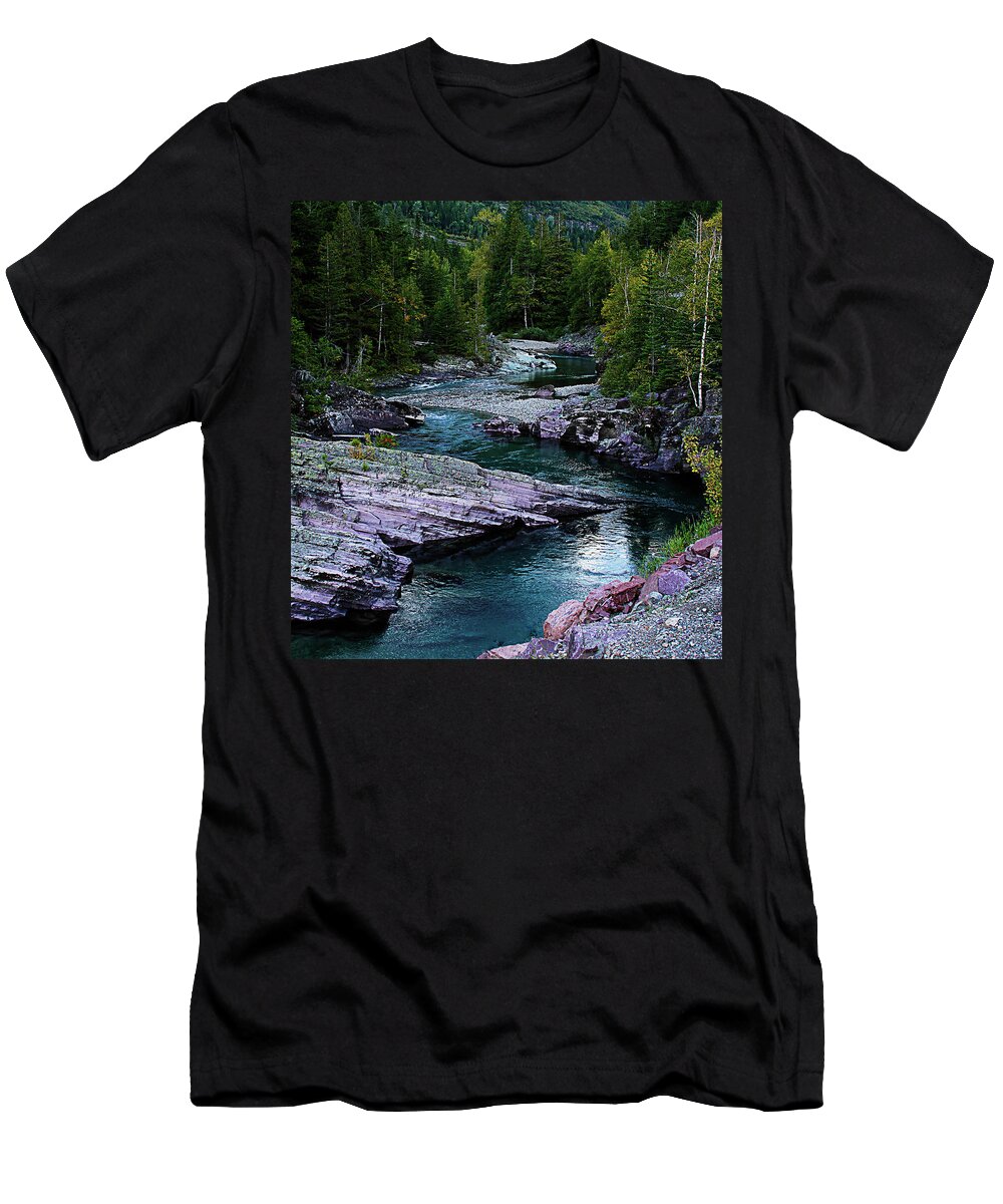 River T-Shirt featuring the photograph Blue River by Joseph Noonan