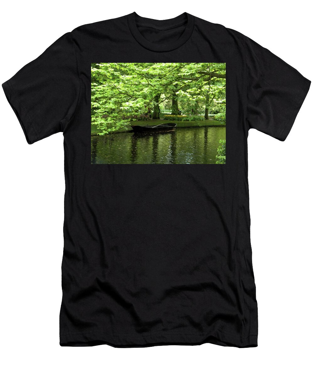 Boat T-Shirt featuring the photograph Boat on a lake by Manuela Constantin