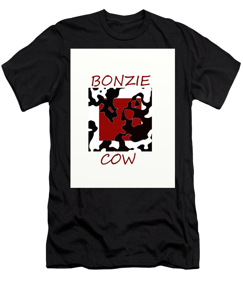 Red T-Shirt featuring the digital art Bonzie Cow by Douglas Day Jones