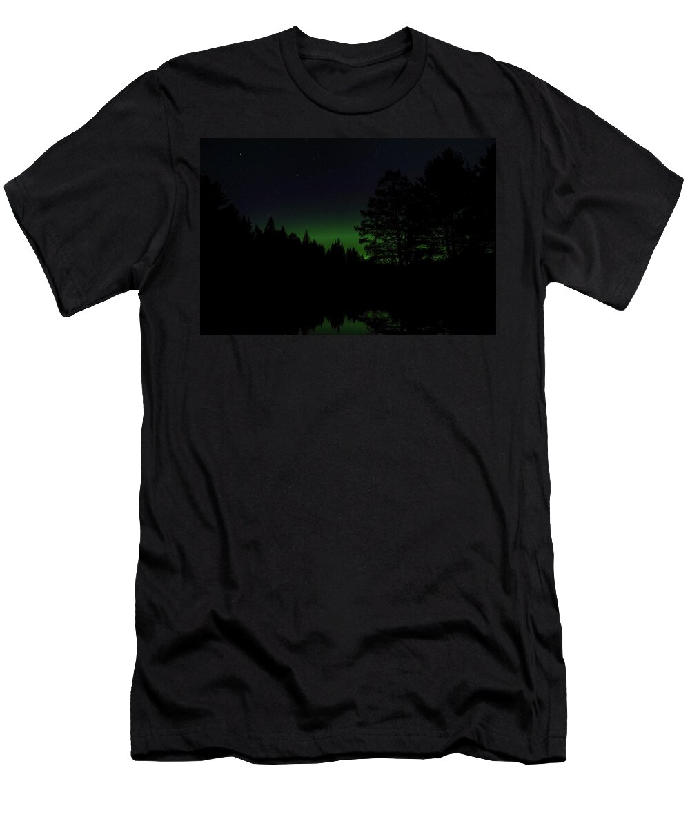 Aurora Borealis T-Shirt featuring the photograph Boot Creek Green Glow by Dale Kauzlaric