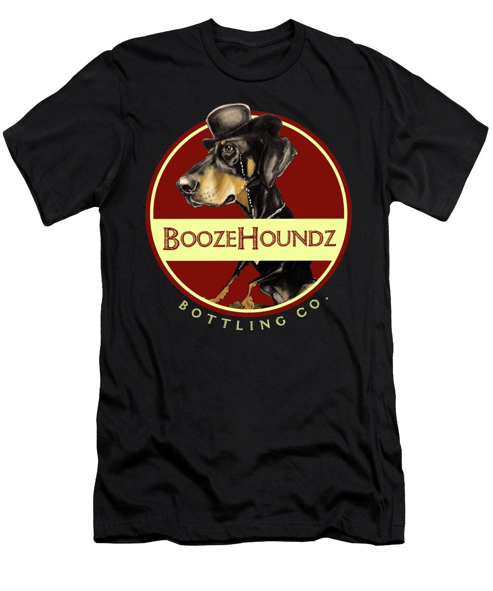 Beer T-Shirt featuring the drawing BoozeHoundz Bottling Co. by Canine Caricatures By John LaFree