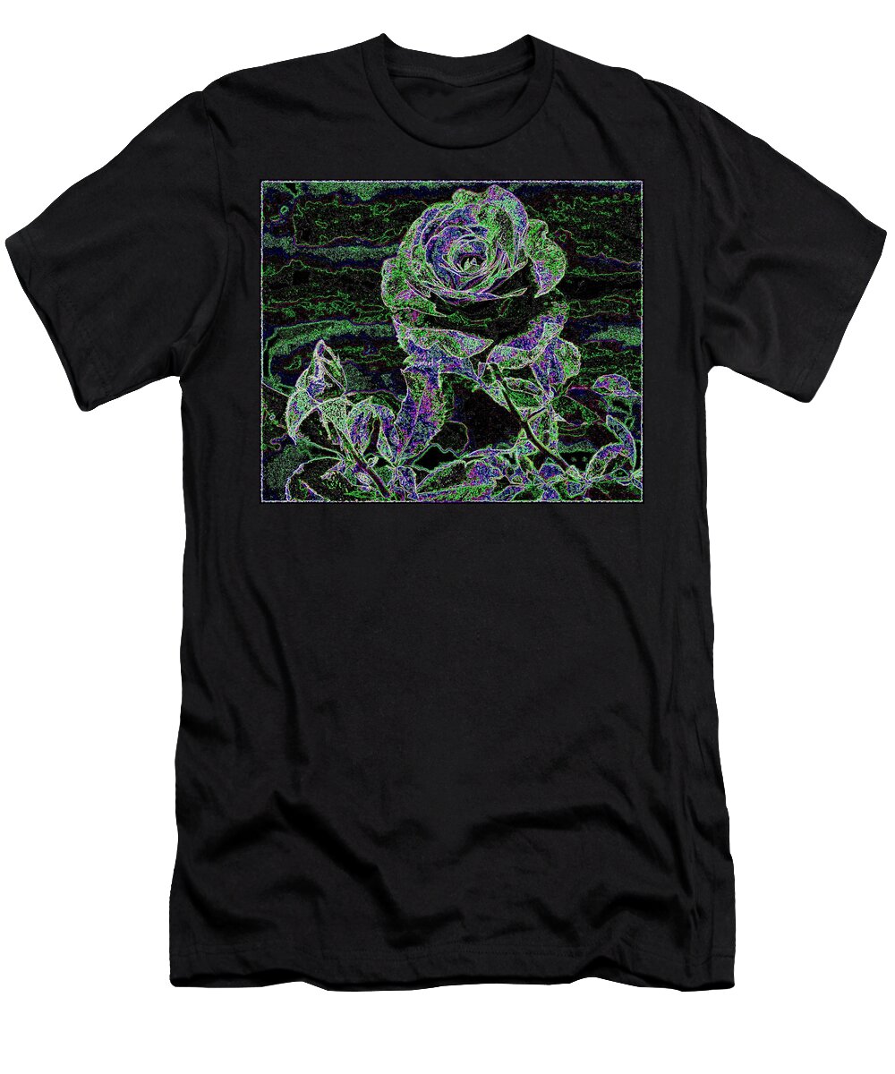 Rose Design T-Shirt featuring the digital art Bordered Abstract Rose by Will Borden