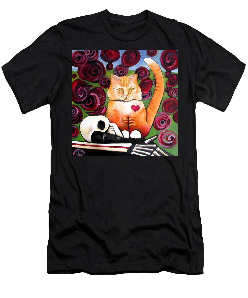 Ginger Cat T-Shirt featuring the painting Boris and Me by Delight Worthyn