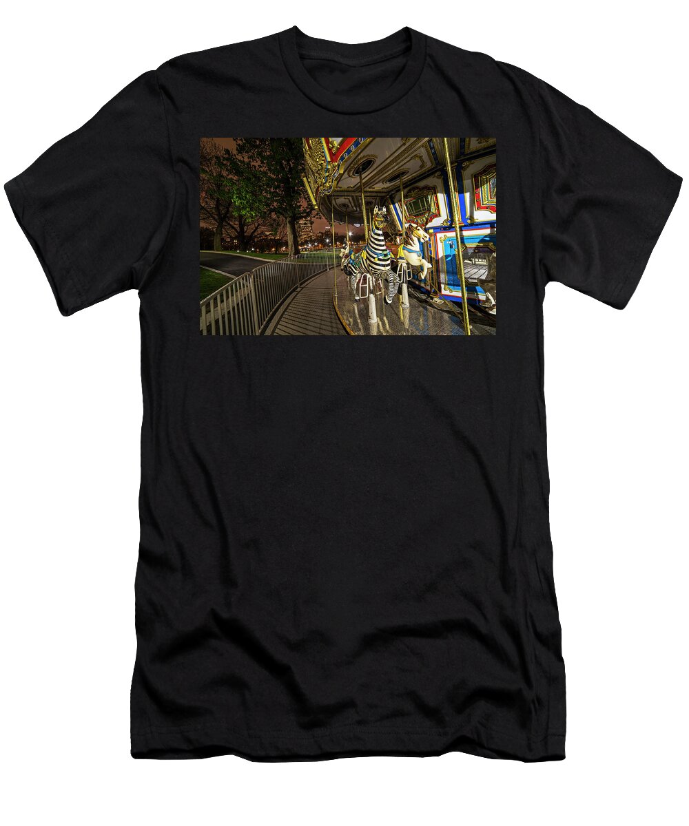 Boston T-Shirt featuring the photograph Boston Common Carousel Boston MA by Toby McGuire
