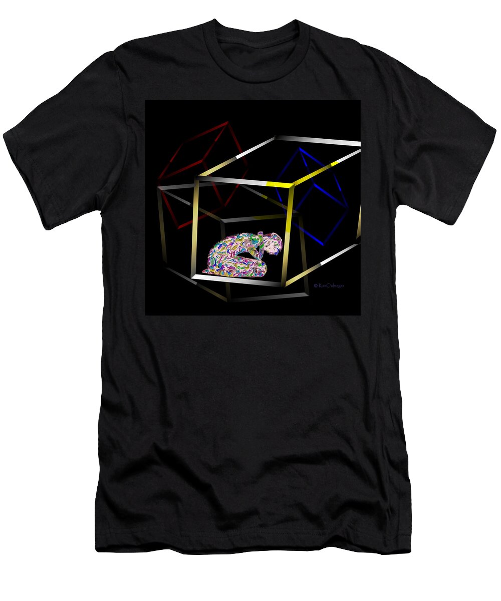 Abstract T-Shirt featuring the digital art Boxed In Digital Abstract by Kae Cheatham