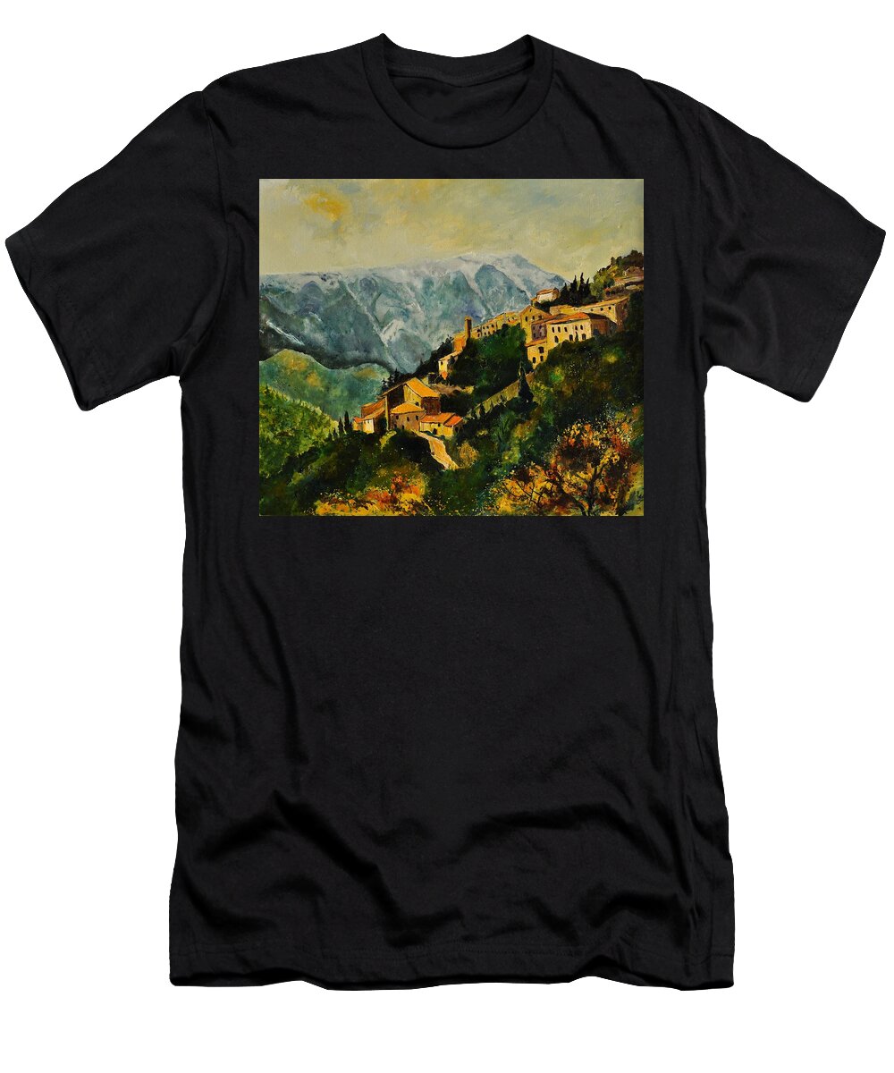 Landscape France Provence T-Shirt featuring the painting Brantes by Pol Ledent