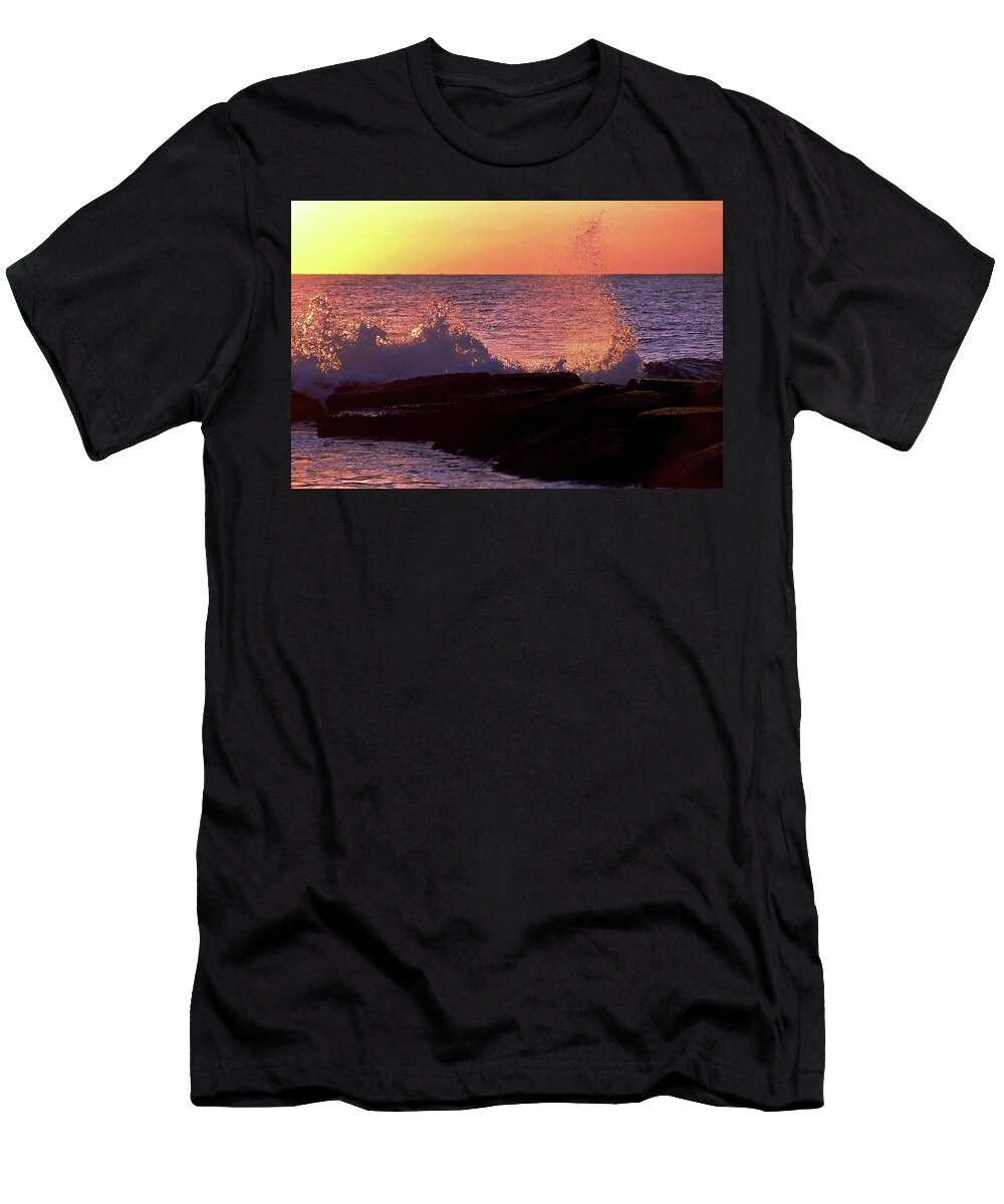 Ocean T-Shirt featuring the photograph Breaking wave at dawn by Bill Jonscher