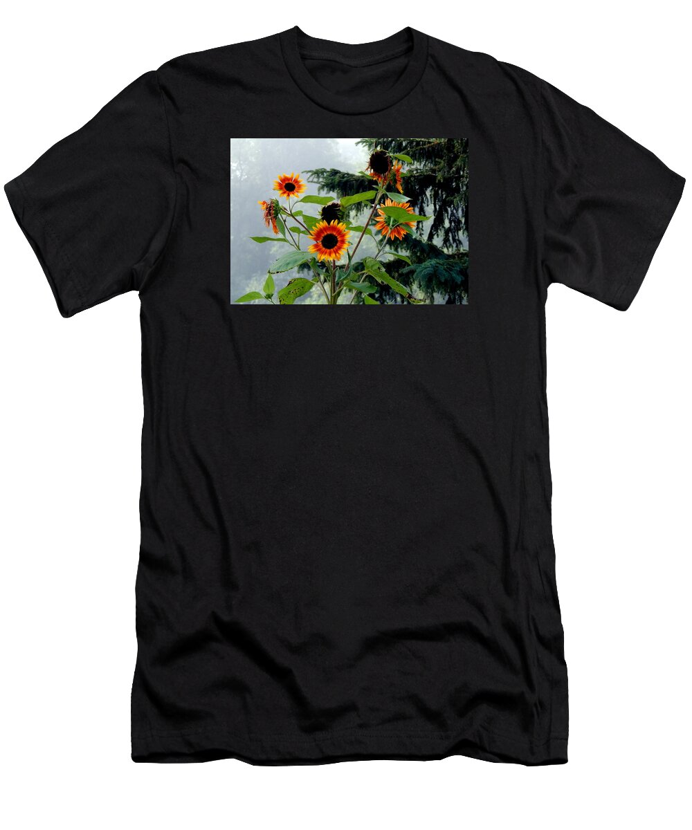 Summertime T-Shirt featuring the photograph Bright Spots on A Foggy Morning by Wild Thing