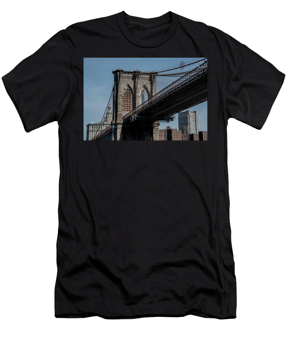  T-Shirt featuring the photograph Brooklyn Bridge by Alan Goldberg