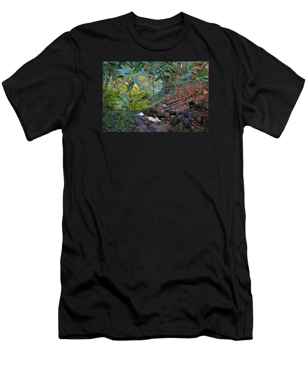 Landscape T-Shirt featuring the photograph Brookside Hideaway by Michele Myers