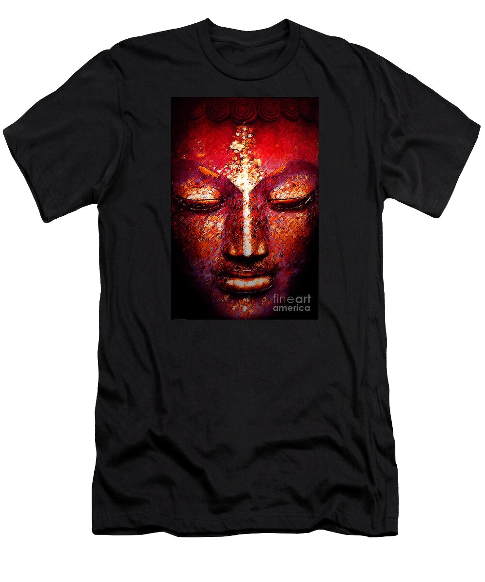 William Meemken T-Shirt featuring the digital art Buddha Face by William Meemken