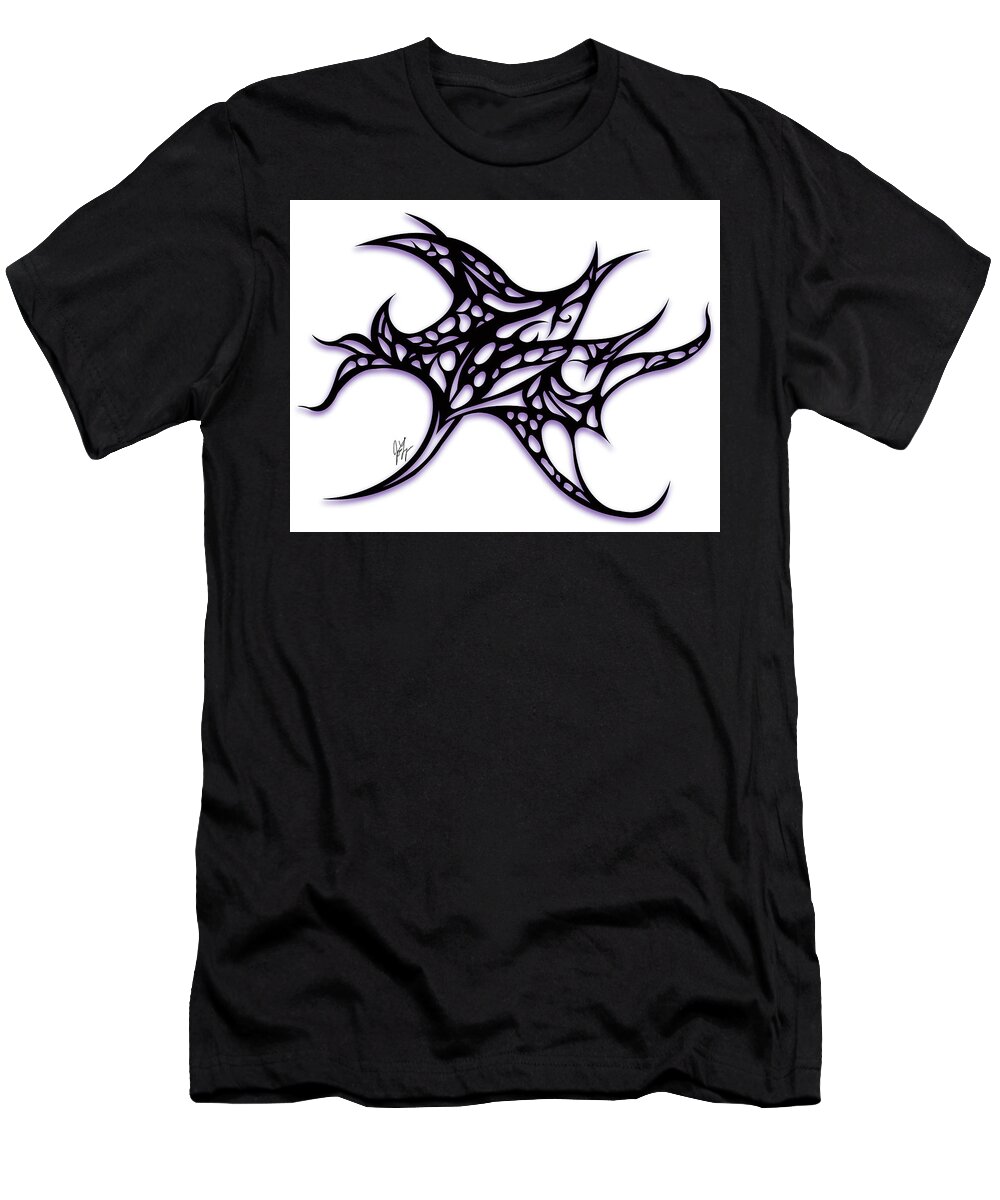 Jamie Lynn Gabrich T-Shirt featuring the digital art Bushal a Thorns Purple by JamieLynn Warber