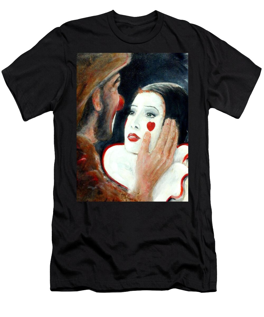 Clown T-Shirt featuring the painting But Why? by Barbara Lemley