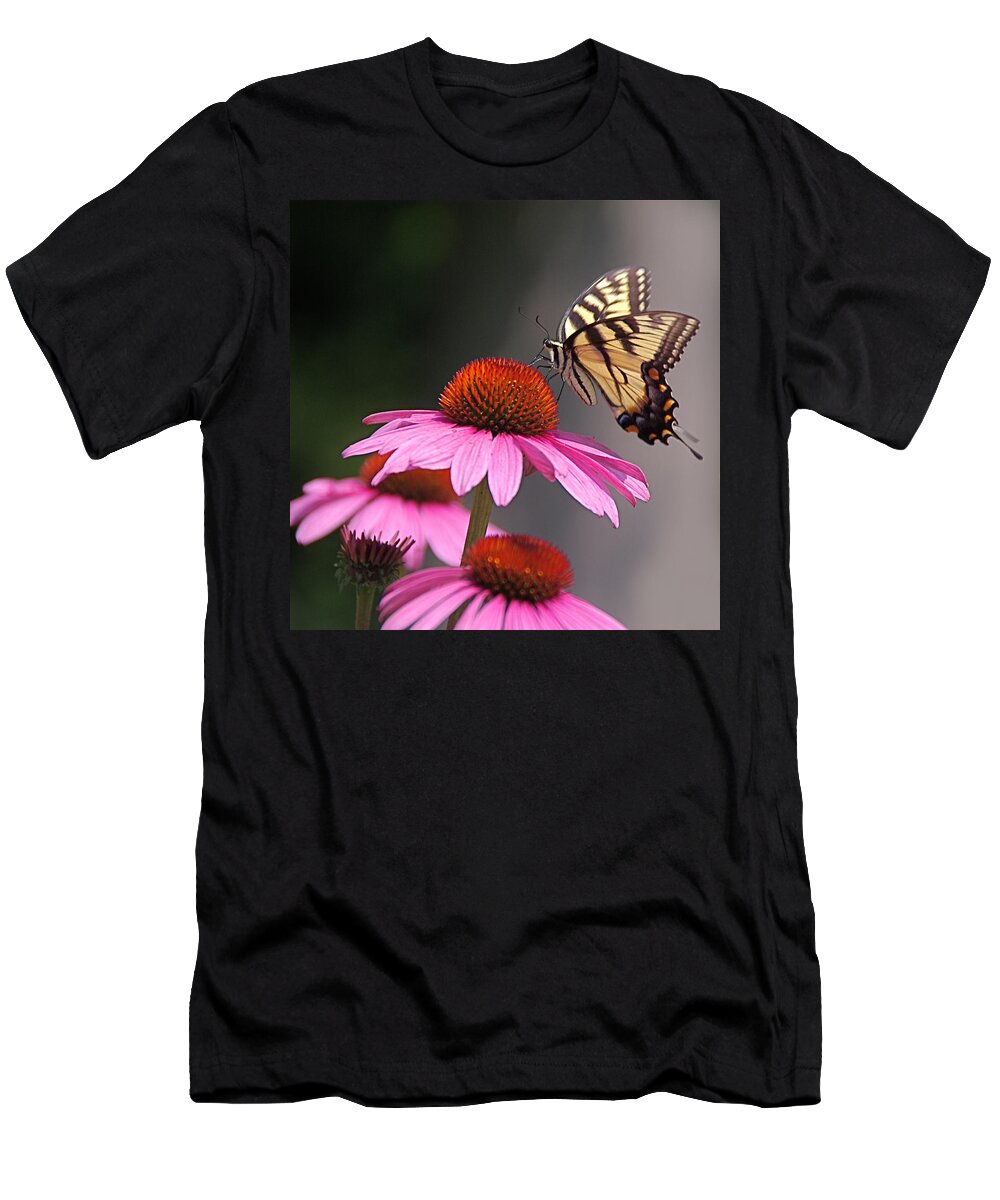 Tiger Swallowtail Butterfly T-Shirt featuring the photograph Butterfly and Coneflower by Byron Varvarigos