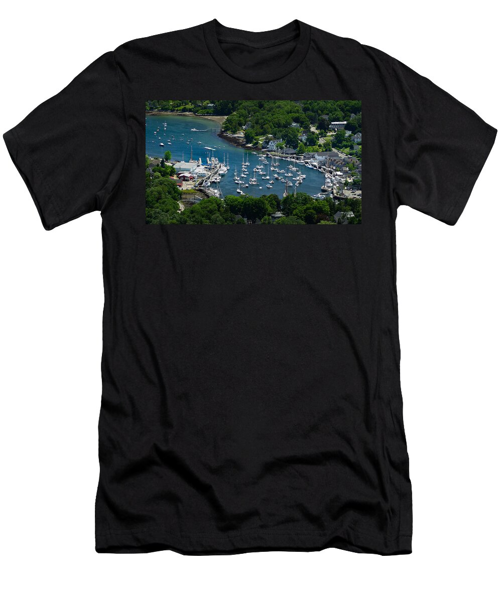 Vacationland T-Shirt featuring the photograph Camden Harbor Maine from Mount Battie by David Smith