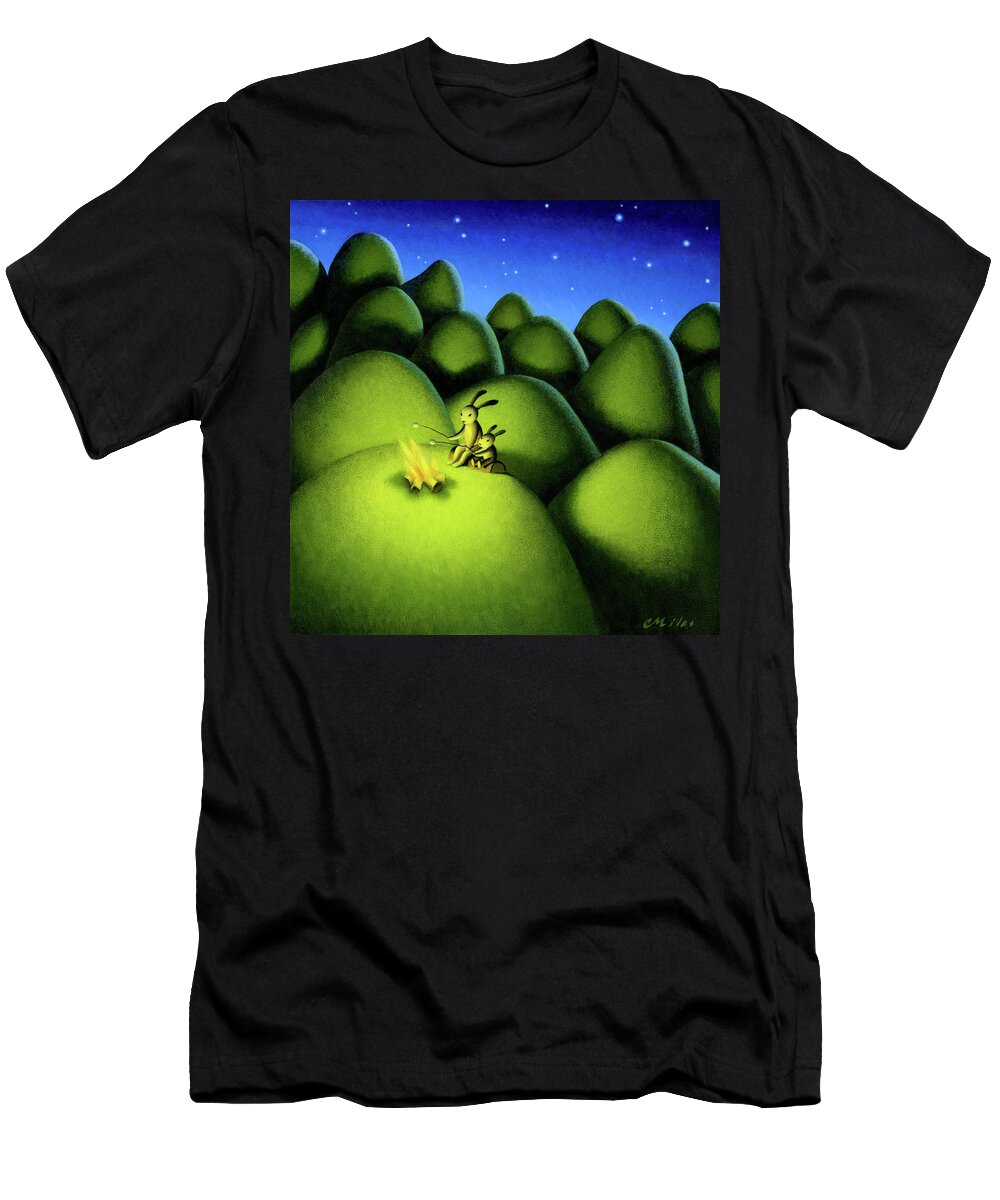 Camping T-Shirt featuring the painting Camp Fire by Chris Miles