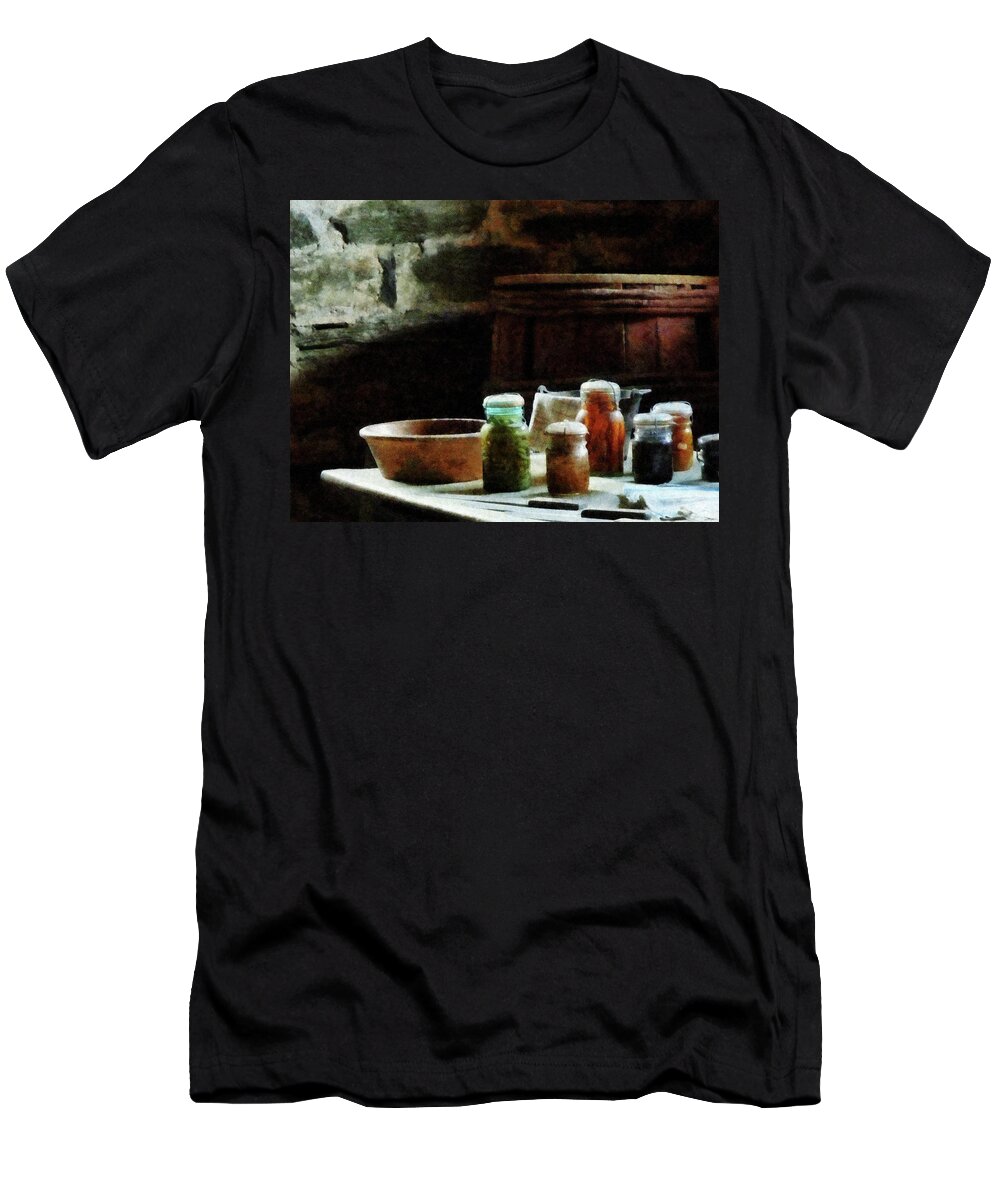 Canning Jars T-Shirt featuring the photograph Canning Jars With Colorful Vegetables by Susan Savad