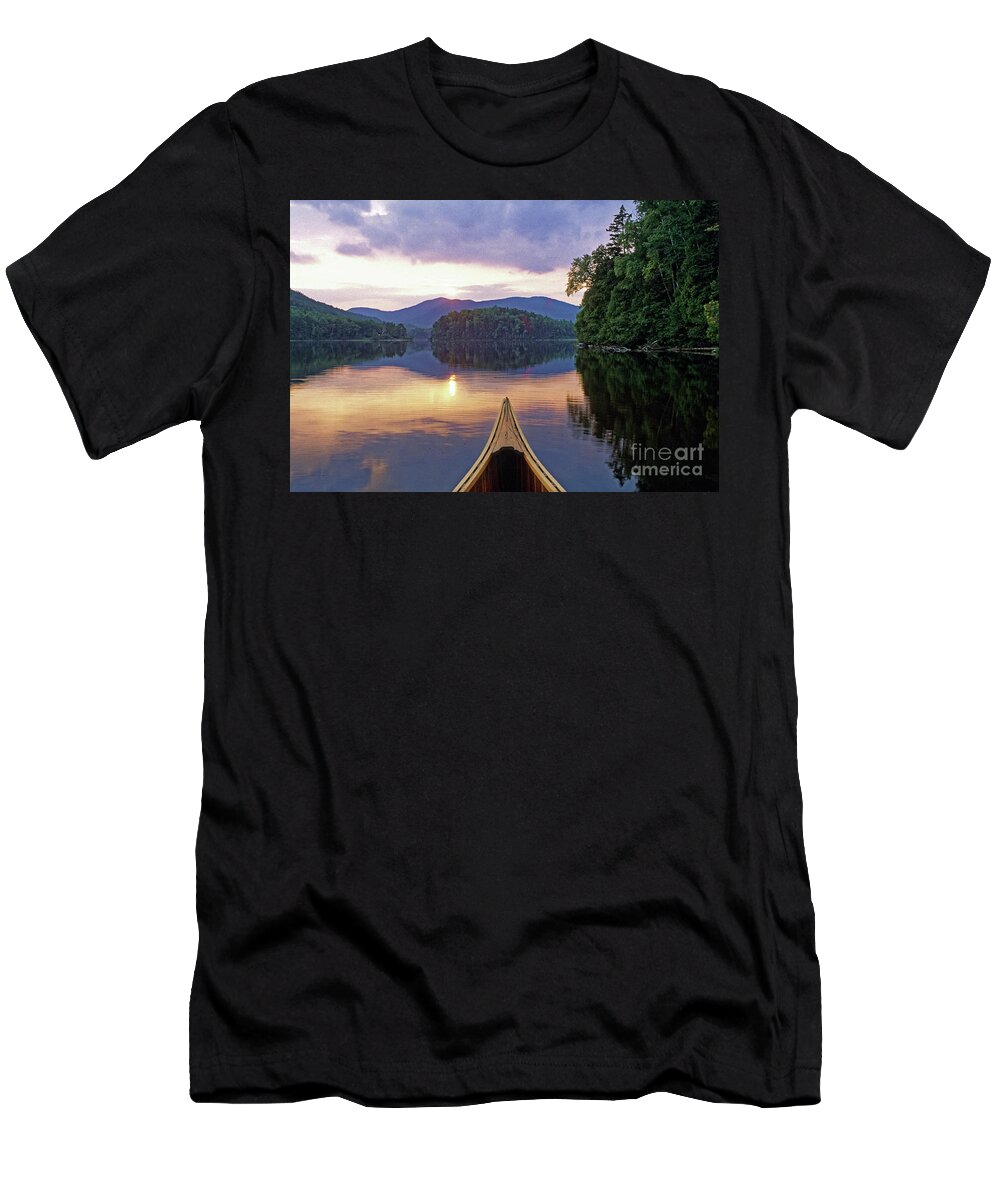 Canoe T-Shirt featuring the photograph Canoe, Chain of Ponds, Maine by Kevin Shields
