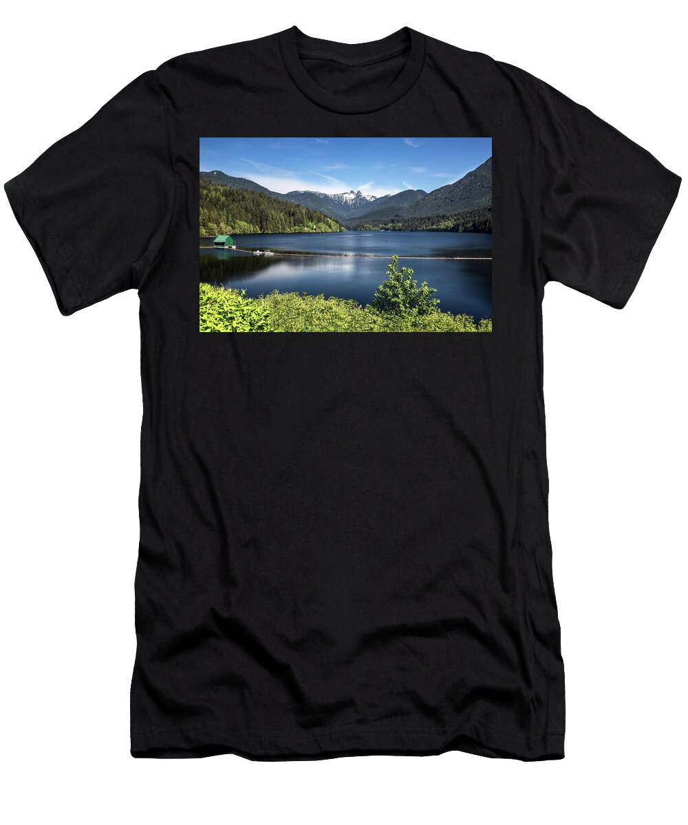 Alex Lyubar T-Shirt featuring the pyrography Capilano Lake - reservoir our drinking water by Alex Lyubar