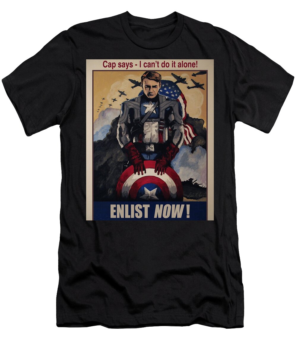 Avengers T-Shirt featuring the painting Captain America Recruiting Poster by Dale Loos Jr